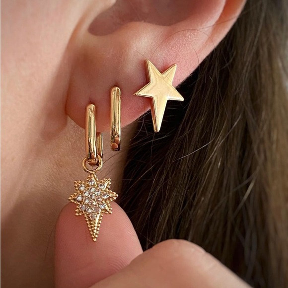 Star Stud Earrings 18k Gold Plated 0.5 inch Long Star Earrings Jewelry - Picture 5 of 10